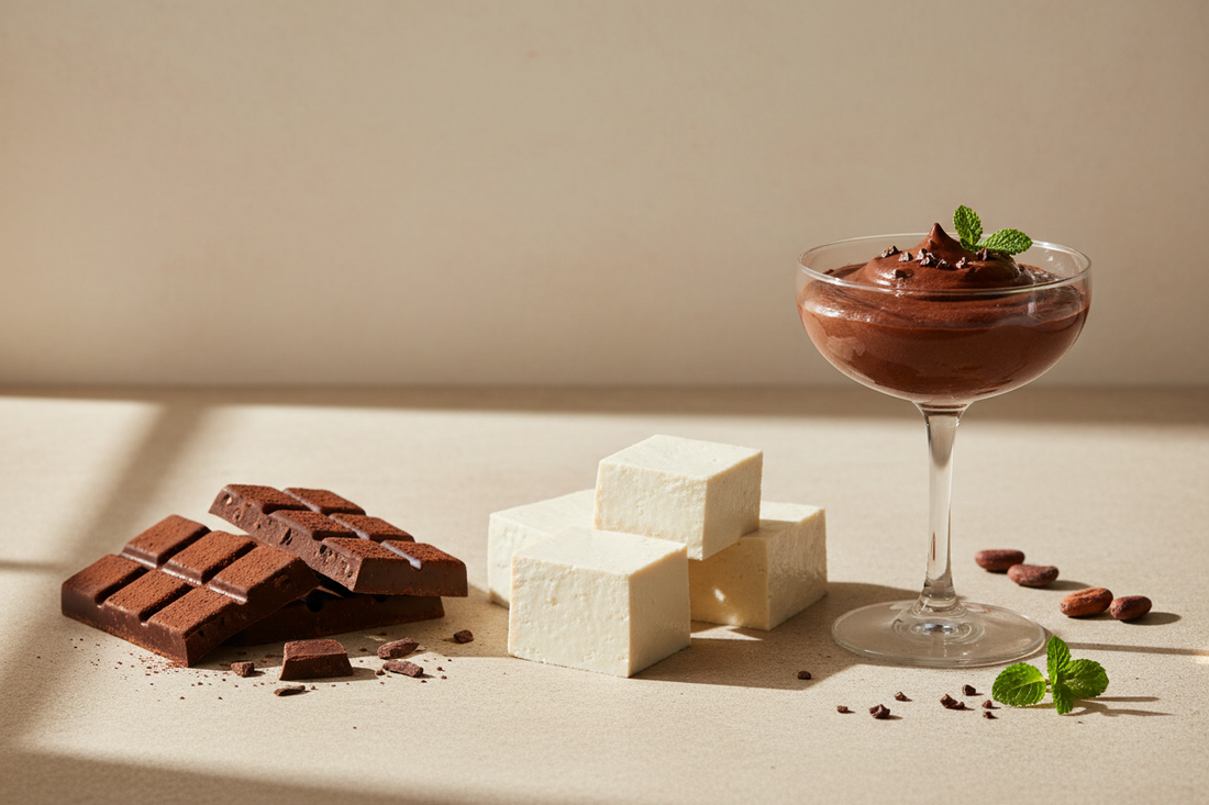 Chocolate tofu dessert with silken tofu base